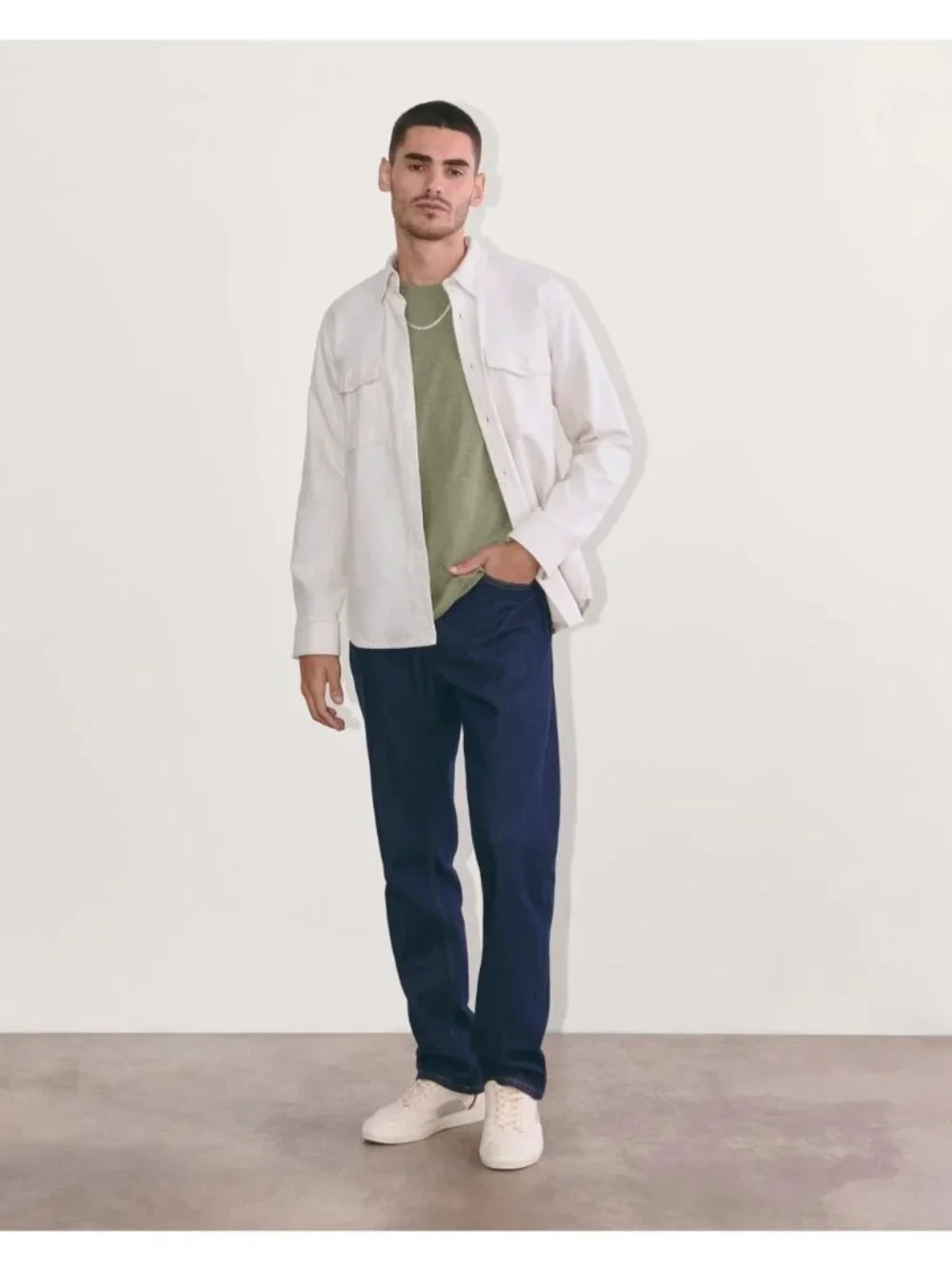 Everlane The Premium-Weight Crew in Heather Sage Green Large New Mens Tee Tshirt - Picture 10 of 12